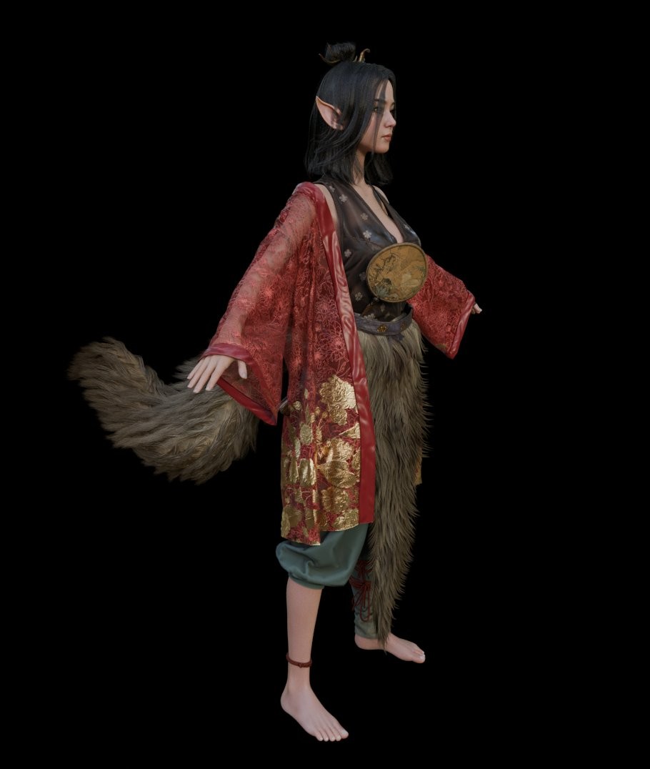 《黑神话:悟空》狐狸精萍萍模型被成功提取