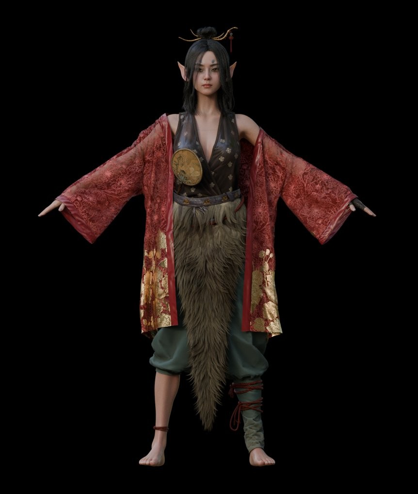 《黑神话:悟空》狐狸精萍萍模型被成功提取