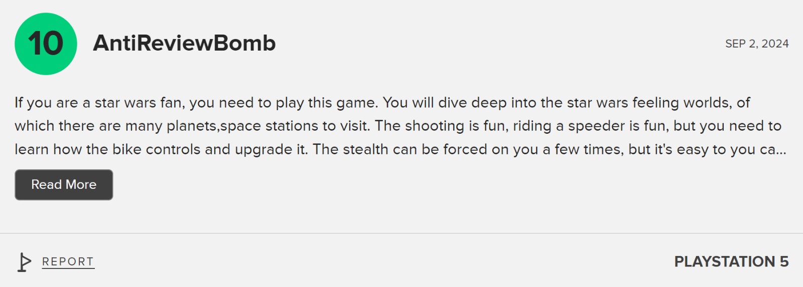裂开!《星球大战:亡命之徒》MTC用户评分4.8分