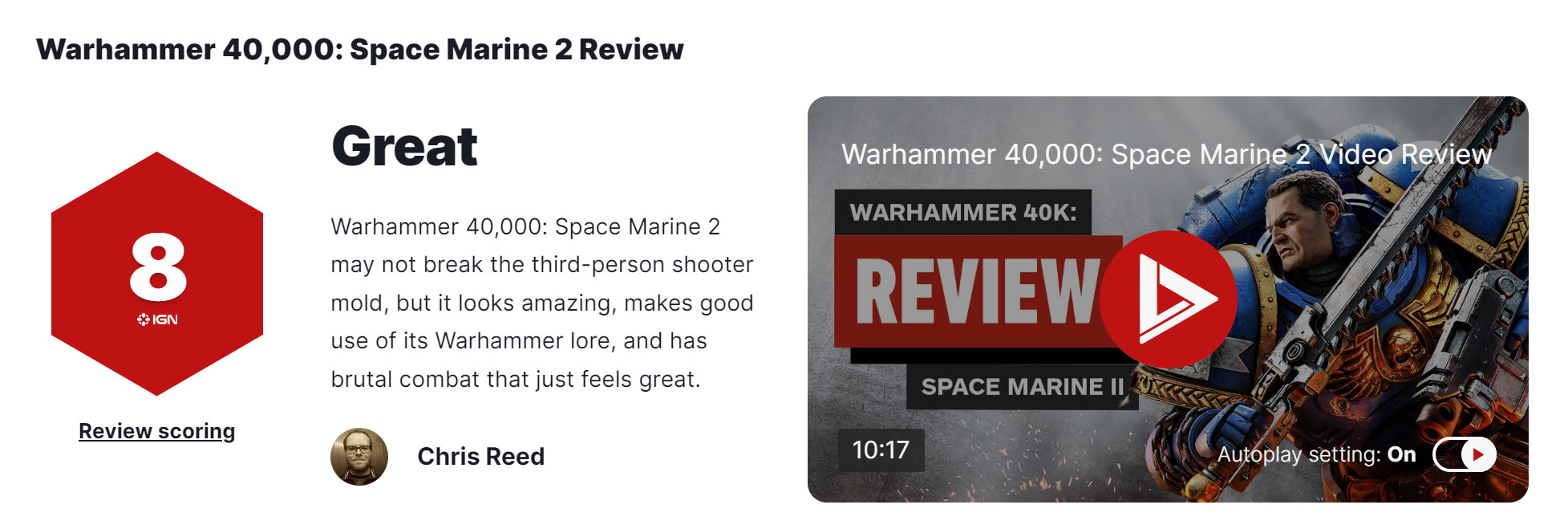 《战锤40K：星际战士2》IGN  8分 残酷战斗太爽快