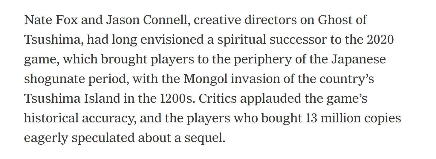 《对马岛之鬼》全球销量现已超过1300万套