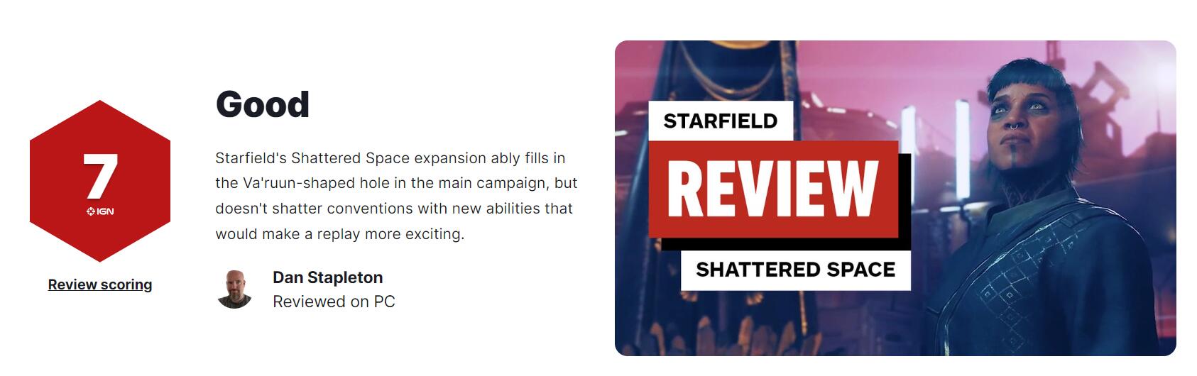 略显平庸 《星空》DLC“破碎空间”获IGN  7分评价