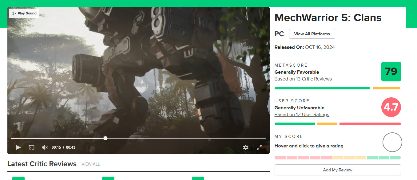 《机甲战士5：部族》IGN  8分 Steam“多半好评”