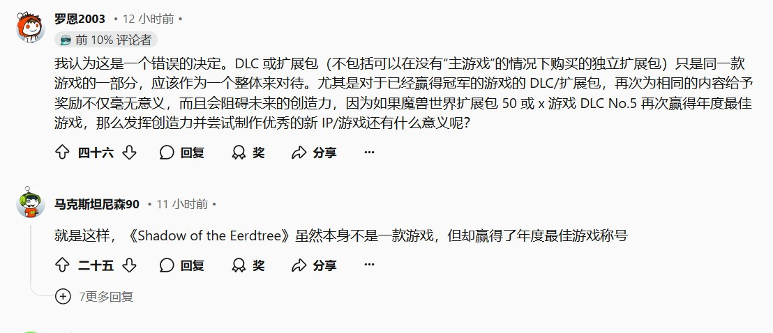 Reddit粉丝不满DLC、复刻版游戏可提名年度游戏