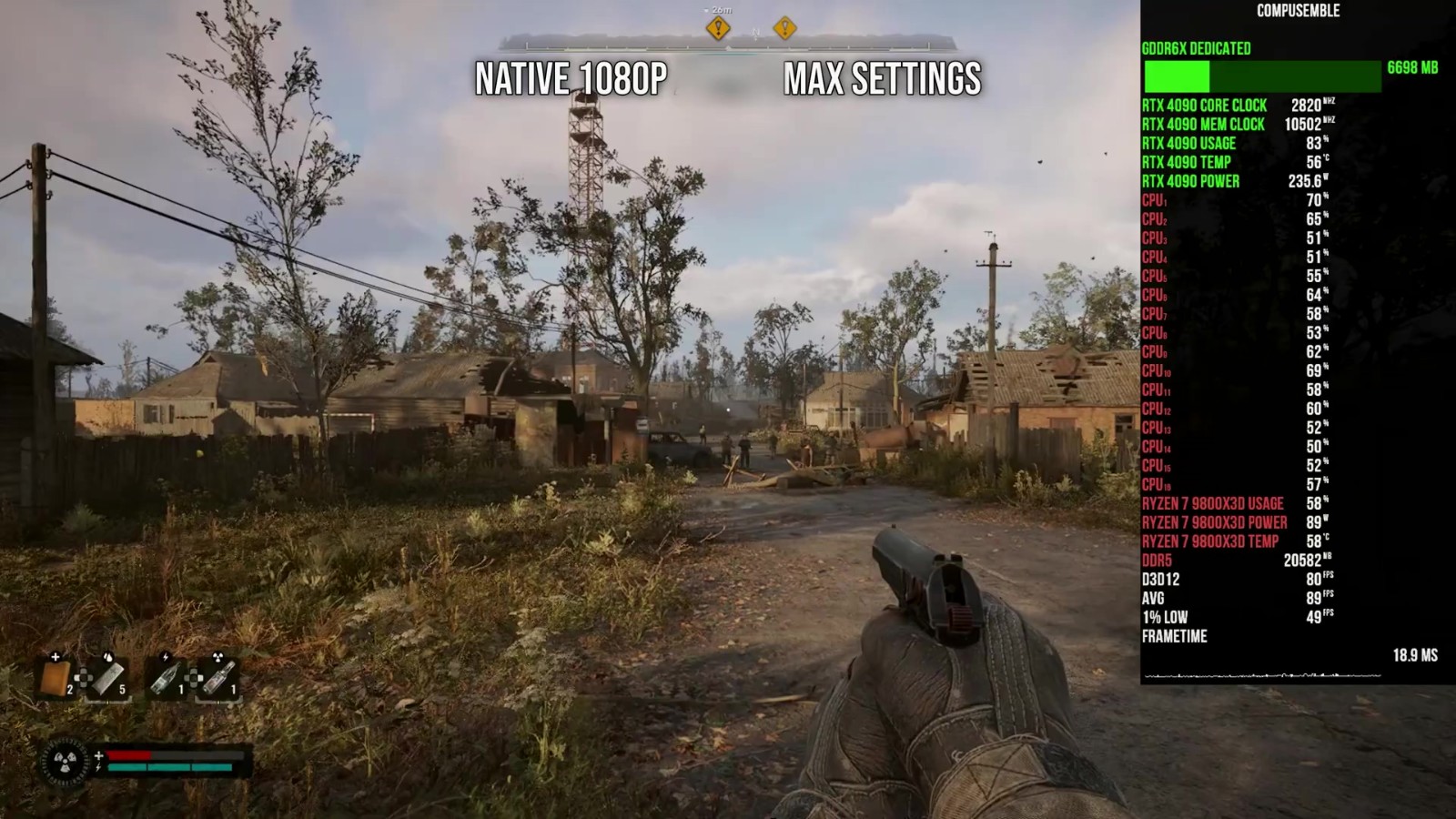 《潜行者2》基准测试视频 锐龙7 9800<i></i>X3D被榨干