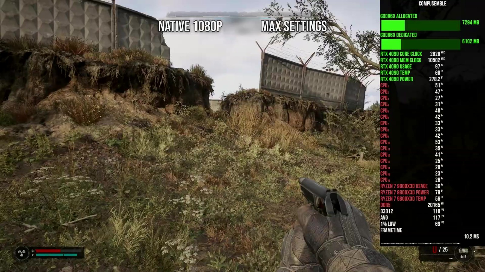 《潜行者2》基准测试视频 锐龙7 9800<i></i>X3D被榨干