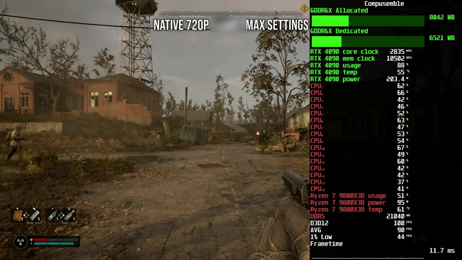 《潜行者2》基准测试视频 锐龙7 9800<i></i>X3D被榨干