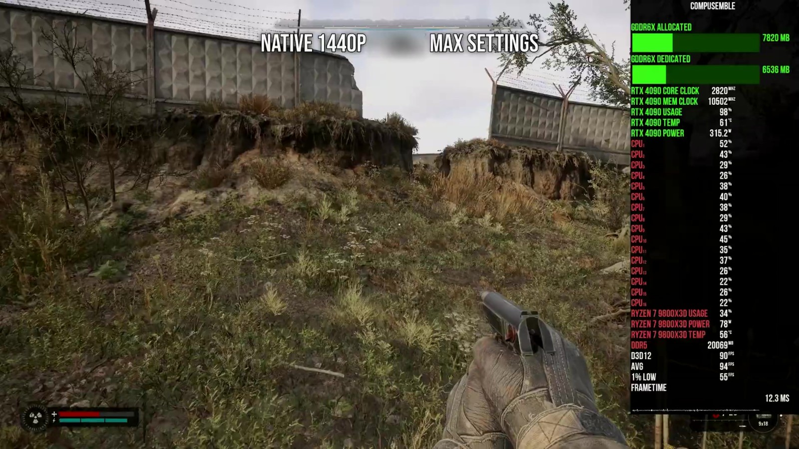 《潜行者2》基准测试视频 锐龙7 9800<i></i>X3D被榨干