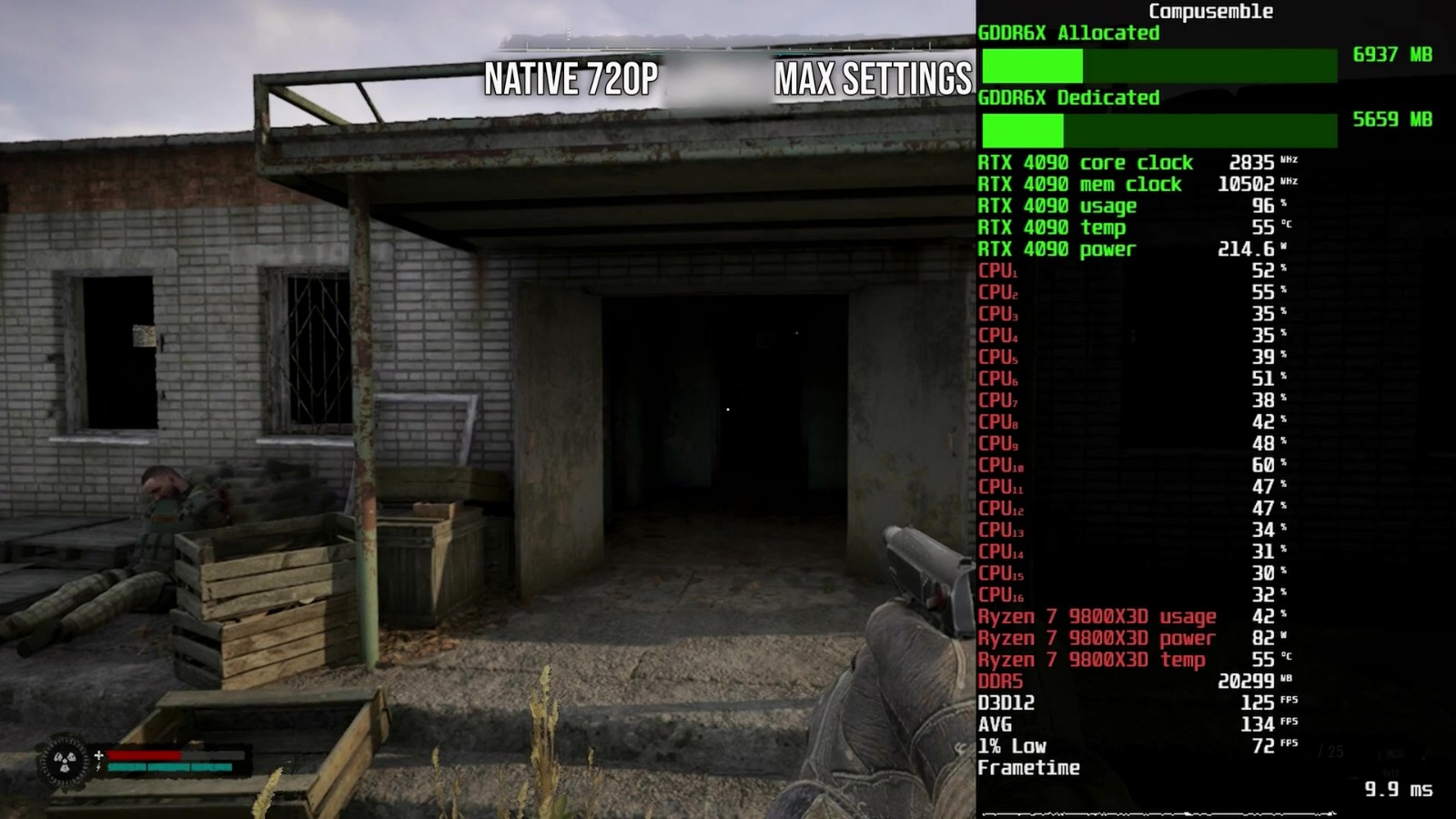 《潜行者2》基准测试视频 锐龙7 9800<i></i>X3D被榨干