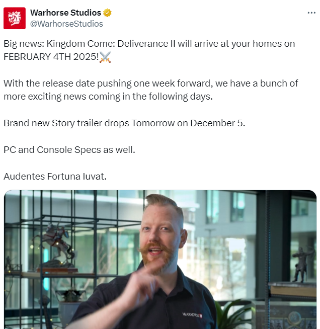 《天国:拯救2》反向跳票 将于2025年2月4日发售