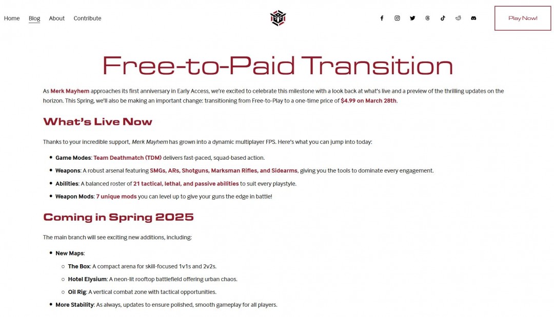 玩家对战第一人称射击游戏《默克尔混乱》即将改为买断制