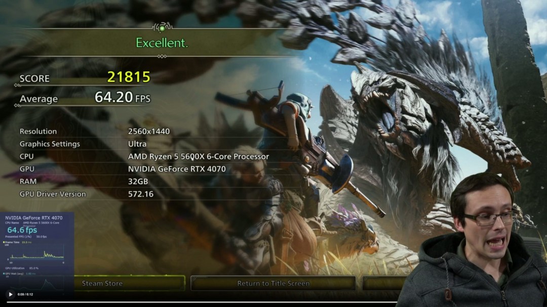 《怪物猎人：荒野》PC测试 原生1080P难倒RTX  3060